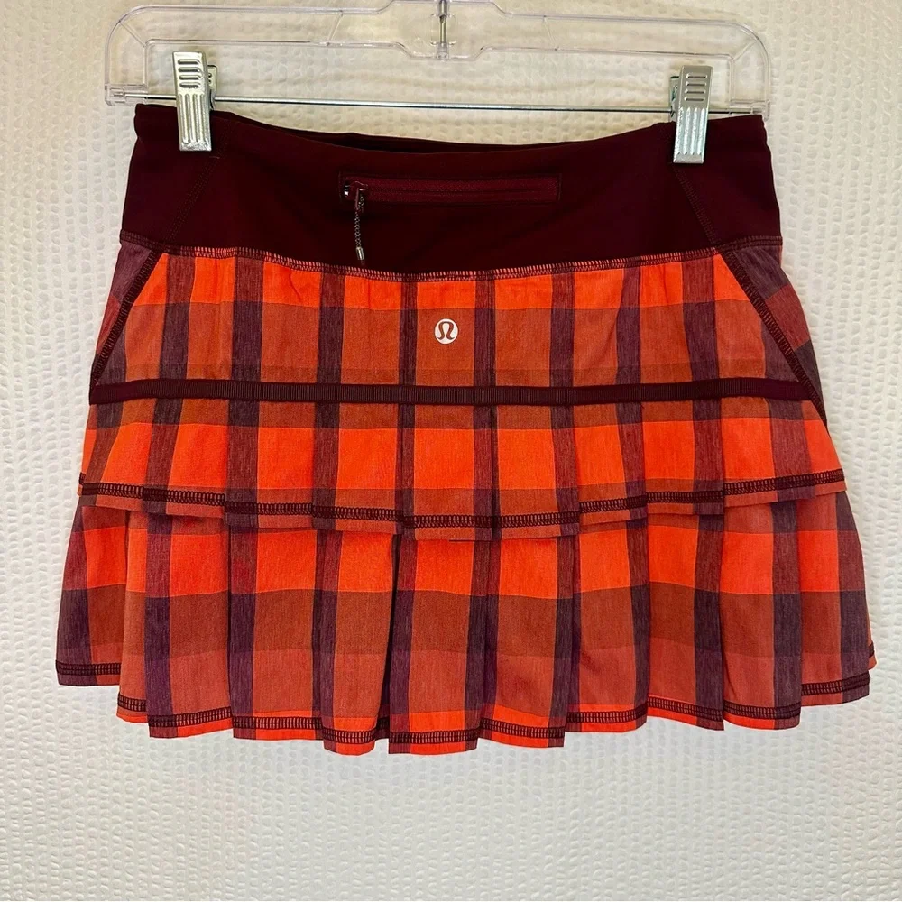 Lululemon Pace Setter Skirt Skort Yama Check Plaid Tennis Golf Running Size 4